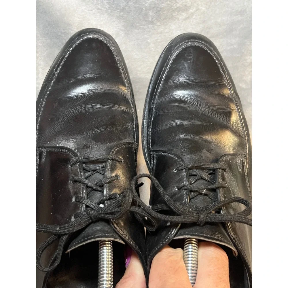 ET Wright Black Leather Split Toe Derby Dress Shoes 12 A/AAA Narrow Vintage